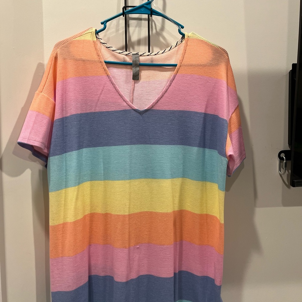 Rainbow, Striped Short Sleeve Top